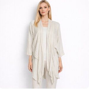 MOONLIGHT by CONNIE K open cardigan top lagenlook cream size large moon light